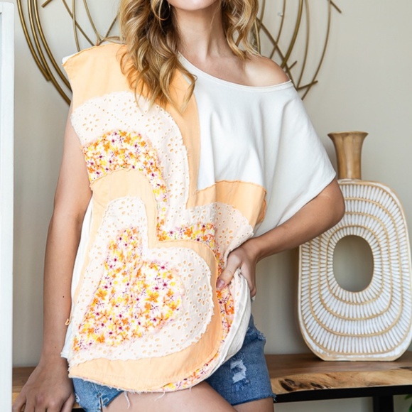 Oli and Hali Tops - 💎 OLI AND HALI HEART PATCHWORK SHORT SLEEVE TOP SHIRT SR4